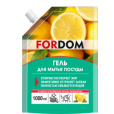 FORDOM Гель для мытья посуды Лимон 1л дой-пак